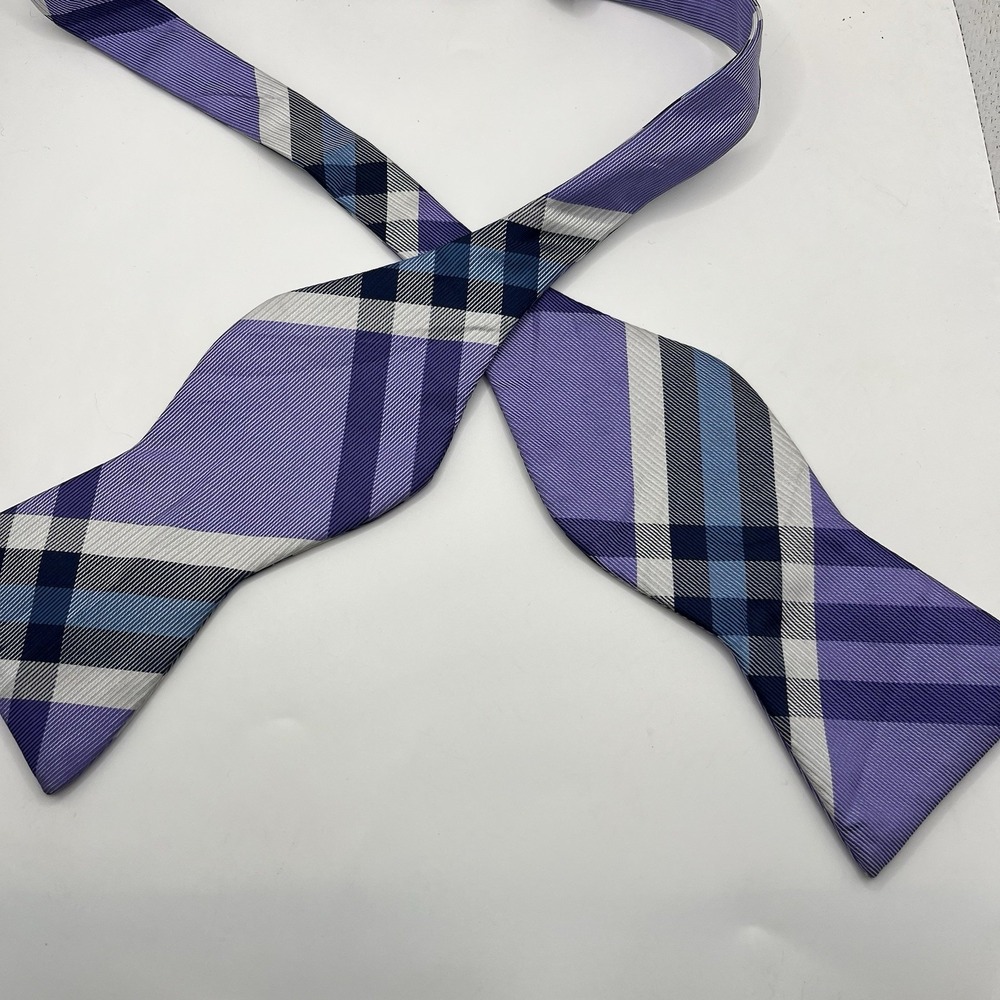 IZOD Bow Neck Tie Purple Check Plaid